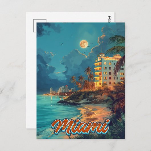 Vintag Miami Postkarte (Vorne/Hinten)