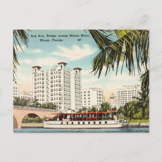 Vintag, Miami River Miami, Florida Postkarte (Vorderseite)