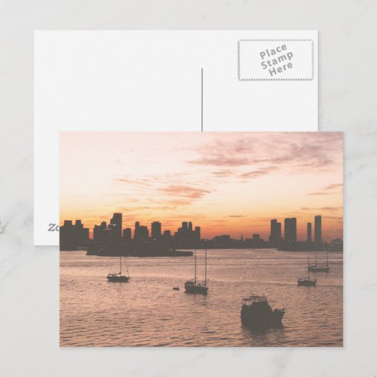 Vintag Miami Skyline Postkarte (Vorne/Hinten)