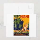 Vintag Miami Travel Poster Postkarte (Vorne/Hinten)