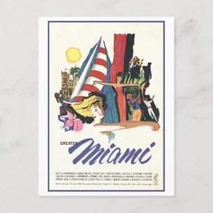 Vintag Miami Travel Poster Postkarte
