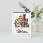 Vintag Miami Travel Poster Postkarte (Stehend Vorderseite)