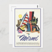 Vintag Miami Travel Poster Postkarte (Vorne/Hinten)