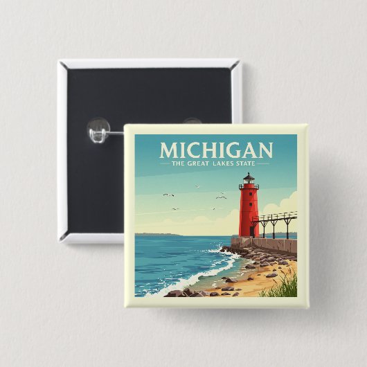 Vintag Michigan Button (Vorne & Hinten)