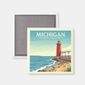 Vintag Michigan Magnet (Vorderseite/Rückseite)