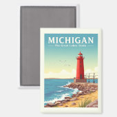 Vintag Michigan Magnet (Vorderseite/Rückseite)