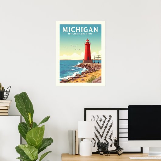 Vintag Michigan Poster (Heimbüro)