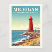 Vintag Michigan Postkarte (Vorderseite)