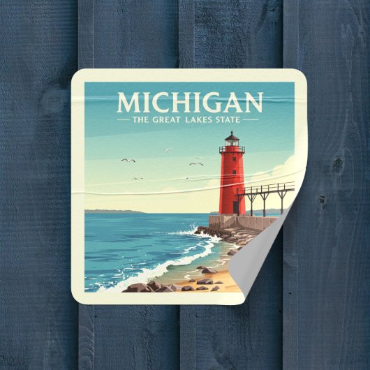 Vintag Michigan Quadratischer Aufkleber
