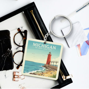 Vintag Michigan Schlüsselanhänger