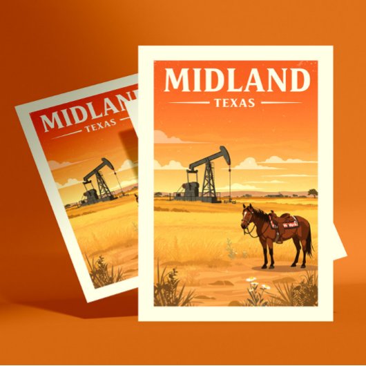 Vintag Midland Texas Postkarte