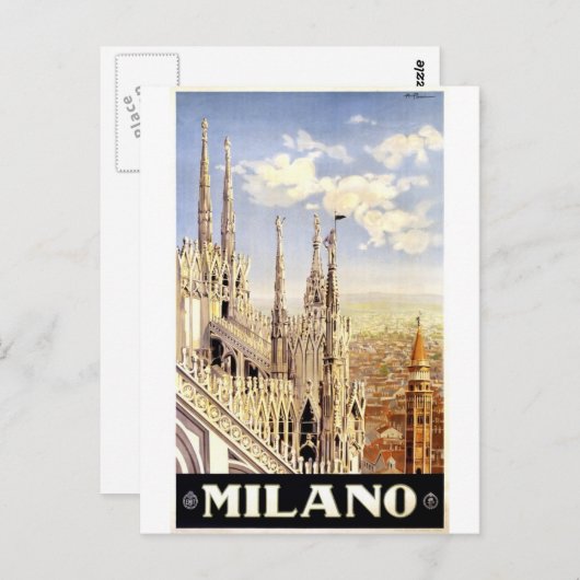 Vintag-milano-reisen-poster. Postkarte (Vorne/Hinten)