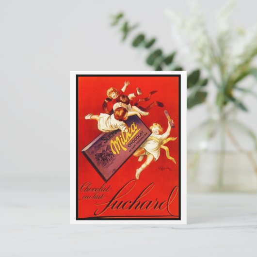 Vintag Milka Chocolate Ad Postkarte (Stehend Vorderseite)