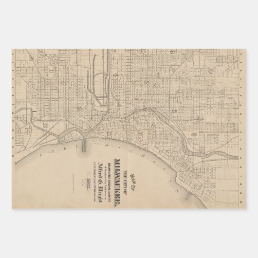 Vintag Milwaukee, Wisconsin Karte Geschenkpapier Set (Vorderseite)