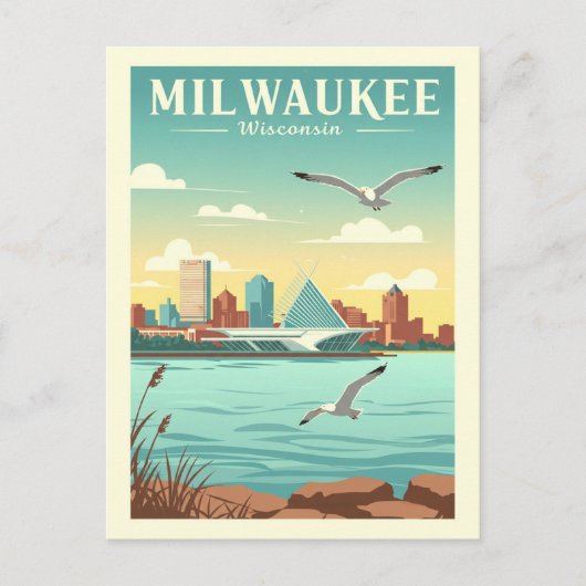 Vintag Milwaukee Wisconsin Postkarte (Vorderseite)