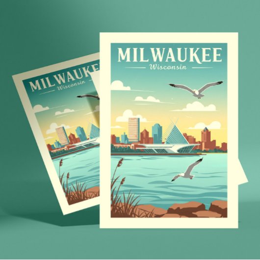 Vintag Milwaukee Wisconsin Postkarte