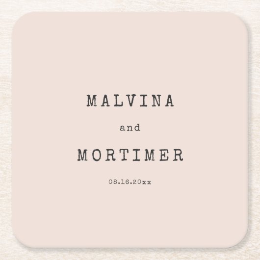 Vintag-minimalistische Schreibmaschinenhochzeit Rechteckiger Pappuntersetzer (Vorderseite)