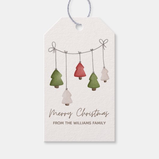 Vintag Minimalistischer Weihnachtsbaumurlaub Geschenkanhänger (Vorderseite)