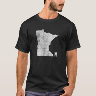 Vintag Minnesota Apostrophe N Staat Karte Kontur T-Shirt