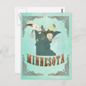Vintag Minnesota Staat Map - Türkisblau Postkarte (Vorne/Hinten)