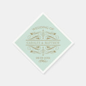 Vintag Mint Antique Blüh Wedding Monogram Serviette (Ecke)