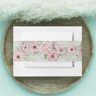 Vintag Mint Peony Wedding Einladungsbanderole
