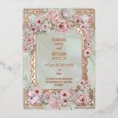 Vintag Mint Peony Wedding Folieneinladung (Vorderseite)