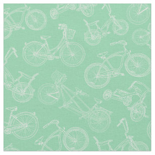 Vintag-Minze-Green-Bicycle-Muster Stoff