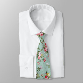 Vintag-Minze-Green-Floral-Design Krawatte