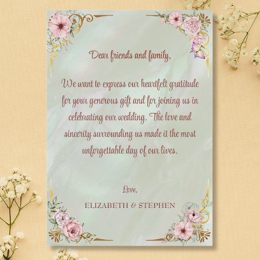 Vintag Minze Peony Dankeschön-Karte Dankeskarte