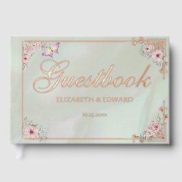 Vintag Minze Peony Wedding Foil Gästebuch