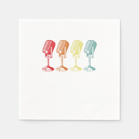 Vintag Mircophones Mic Singmusik Karaoke-Geschenk Serviette (Vorderseite)