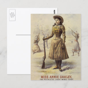 Vintag Miss Annie Oakley, Western Cowgirl Postkarte