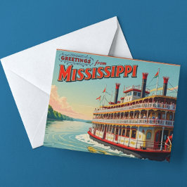 Vintag Mississippi Riverboat Postkarte