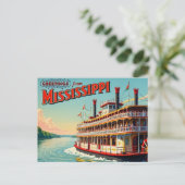 Vintag Mississippi Riverboat Postkarte (Stehend Vorderseite)