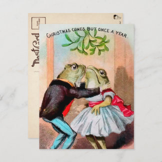 Vintag Mistletoe Frogs Weihnachten Postkarte