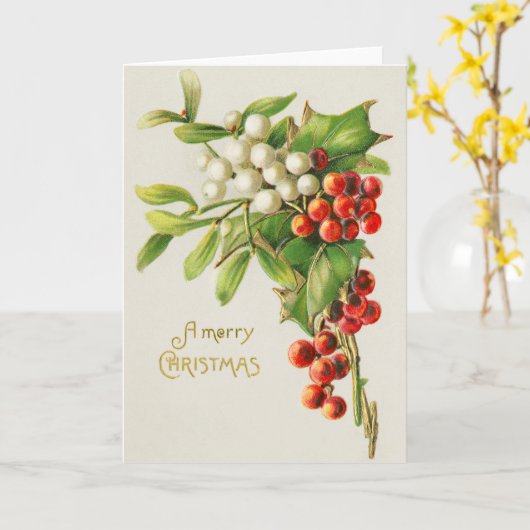 Vintag Mistletoe Karte (Gelbe Blume)