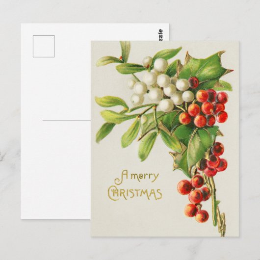 Vintag Mistletoe Postkarte (Vorne/Hinten)