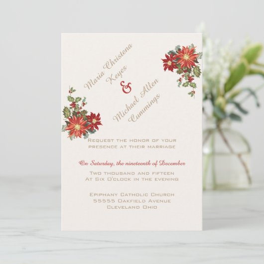 Vintag Mistletoe Winter Wedding Einladung (Stehend Vorderseite)