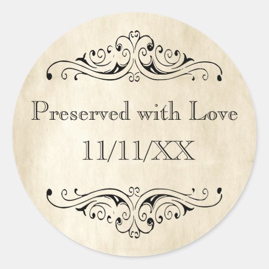 Vintag, mit dem Liebe Canning Label Runder Aufkleber (Vorderseite)