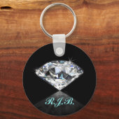 Vintag Mit Monogramm Coole Solitaire Diamond Black Schlüsselanhänger (Vorderseite)