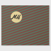 Vintag mit Monogramm, rote und grüne Streifen Geschenkpapier (Flach)