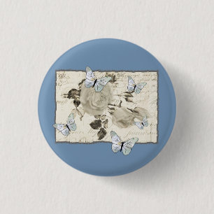 Vintag mit Schmetterlingen Button