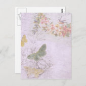 Vintag mit Schmetterlingen und Blume bedrückt Postkarte (Vorne/Hinten)