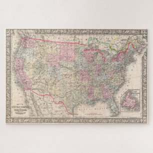 Vintag Mitchell Map of the United Staaten (1866) Puzzle