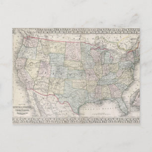 Vintag Mitchell Map of the United Staaten (1867) Postkarte