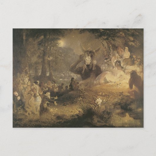 Vintag Mitte Sommer Nachtkarte Fee Postkarte (Vorderseite)