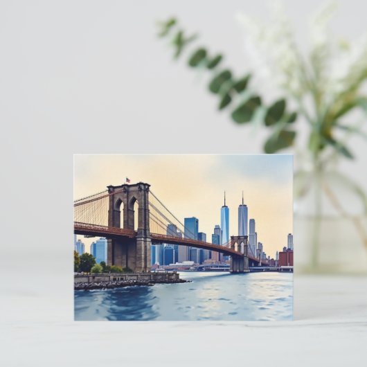 Vintag Modern Brooklyn Bridge , NYC 🇺 🇲 ❣️ 🇺 🇸 Postkarte (Stehend Vorderseite)