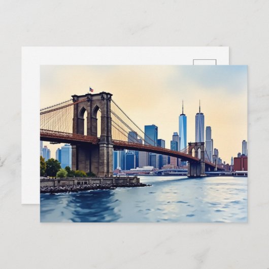 Vintag Modern Brooklyn Bridge , NYC 🇺 🇲 ❣️ 🇺 🇸 Postkarte (Vorne/Hinten)