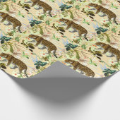 Vintag Moderne Blume Tiger Dschungel Tropisch Geschenkpapier (Ecke)